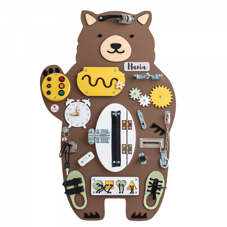 Manipulačná doska / Activity board Stand Medveď hnedá 80 cm x 52 cm